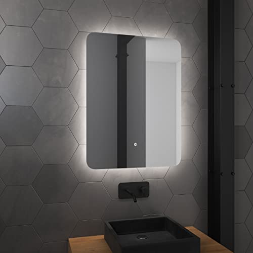 AURLANE Badezimmerspiegel, LED, selbstbeleuchtend, Atmosphäre, 60 x 80 cm von AURLANE