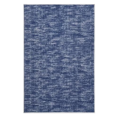 Auton Massiver Maschinenwaschbarer Teppich, Weicher Flacher Moderner Teppich Rutschfester Innenteppich für Wohnzimmer Schlafzimmer Kinderzimmer, 160 x 230 cm Blau von Auton