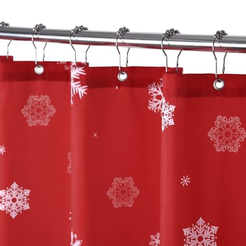 Auton Merry Christmas Shower Curtain, Christmas Snow Snowflake New Year Winter Bathroom Curtain Waterproof Fabric Washable von Auton