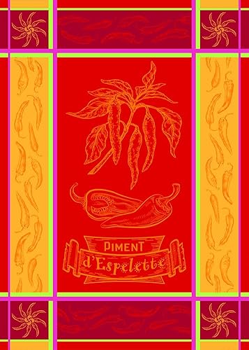 Autrefois Geschirrtuch, Jacquard, Rot, 48 x 70 cm, 100 % Baumwolle, Motiv: Gewürze, Chili von Autrefois