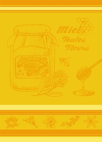 Autrefois Küchentuch, Jacquard, Gelb, 48 x 70 cm, Geschirrtuch, 100 % Baumwolle, Motiv Honigtopf und Biene, Honig von Autrefois