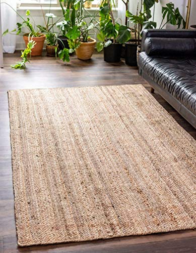 Teppich Jute Natürliche Quadratische Form 100% Handgefertigt Home Dekorative Rustikale Optik Teppich (240 x 240 cm, 8 x 8 Fuß), Beige von Avgari Creation