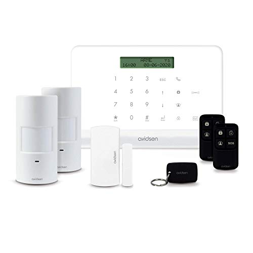 AVIDSEN 127055 HomeSecure, smarte und vernetzte Funk Alarmanlage, Smartphone App, ohne Abonnement, integrierte Sirene 85db, Bewegungserkennung, erweiterbar, Touchscreen-Tastatur von Avidsen