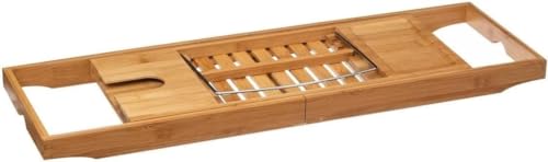 Avilia Ausziehbares Badewannentablett aus Bambus – Elegantes und funktionales Badaccessoires – 105 x 22 x 4 cm von Avilia