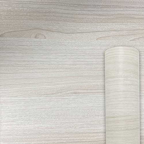 AWNIC Klebefolie Holzoptik Möbelfolie Folie Möbel Selbstklebende Cremeweiß Natürliche Holzmaserung PVC Folie Wasserdicht für Möbel Dekoration Tischplatte Schränke von Awnic