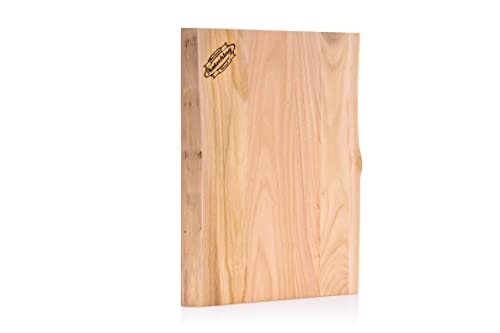 Axtschlag Arbeits- & Schneidebrett, edles Kirschholz, mit Baumkante, 400x350x25 mm, großes Küchenbrett, massives Holz, pflegeleicht, beidseitig verwendbar von Axtschlag