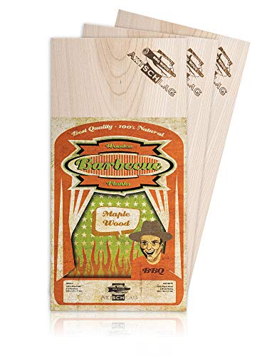 Axtschlag Grillbretter Ahorn, 3 Wood Planks zum schonenden Garen mit aromatischer Rauchnote und Servieren, für alle Grills & Smoker, 300x150x11 mm, mehrfach verwendbar von Axtschlag