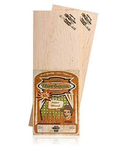 Axtschlag XL Grillbretter Erle, 2 Wood Planks für größere Filets & Braten, schonendes Garen mit aromatischer Rauchnote & zum Servieren, für alle Grills & Smoker, 400x150x11 mm, mehrfach verwendbar von Axtschlag