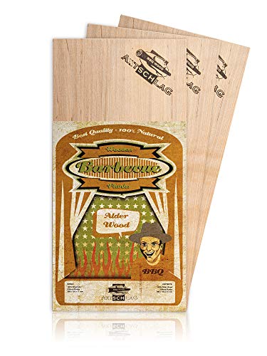 Axtschlag Grillbretter Erle, 3 Wood Planks zum schonenden Garen mit aromatischer Rauchnote und Servieren, für alle Grills, 300x150x11 mm, mehrfach verwendbar von Axtschlag