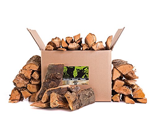 Axtschlag Räucherholz Apfel, 10 kg sortenreines Smoker Wood mit Rinde, Scheitholz mit ca. 25 cm Länge für Räucheröfen, größere Kohlegrills und Smoker von Axtschlag