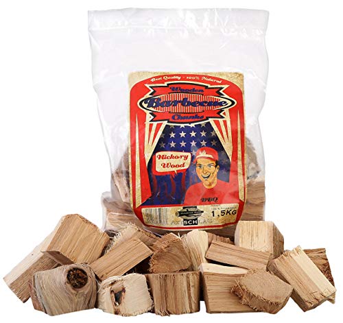 Axtschlag Räucherklötze Hickory, 1500 g XXL Packung sortenreine faustgroße Wood Chunks zum Smoken und Räuchern über längere Zeit, für alle Grills geeignet von Axtschlag