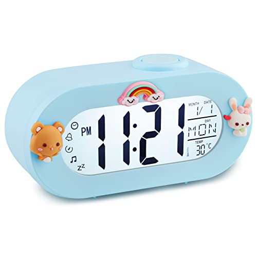 Ayybboo Wecker Digital Kinder,Kinderwecker mit Snooze Funktion 8 Klingeltöne & Zeitnahmefunktion,Wecker Kinder Mädchen für Kinderzimmer/Schlafzimmer/Wohnzimmer(Blau) von Ayybboo