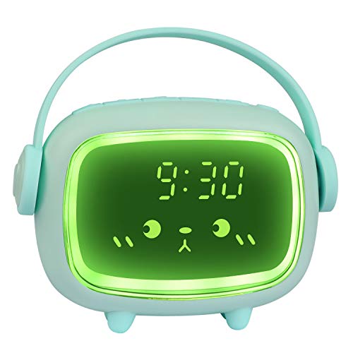 Ayybboo Wecker Kinder,Digital Kinderwecker für Mädchen Jungen,Digitaluhr Engel Wecker Uhr Wecker mit Lichter und Schlummerfunktion (Grün) von Ayybboo