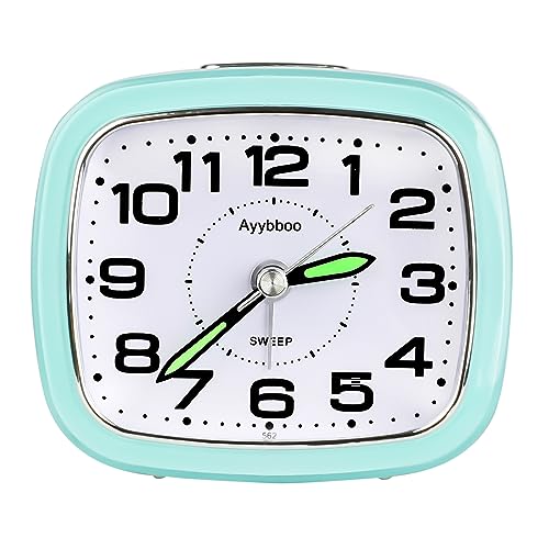 Ayybboo Wecker Analog, Wecker Ohne Ticken Retro mit Snooze Wecker mit Nachtlicht Großes Wecker Lautlos Ziffernblatt Quarz wecker, Lernwecker Wecker Schlafzimmer (Grün). von Ayybboo