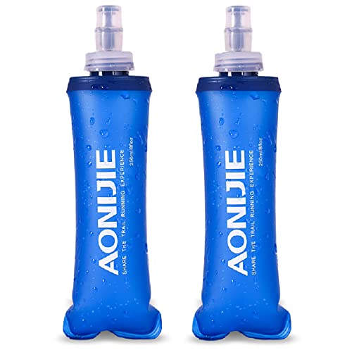Azarxis TPU Faltbarer Soft Flask, BPA-Frei Trinkblase Trinkflaschen Wasserflasche für Trinkrucksack Fahrrad Klettern Sport (250ml - 2 Stück) von Azarxis