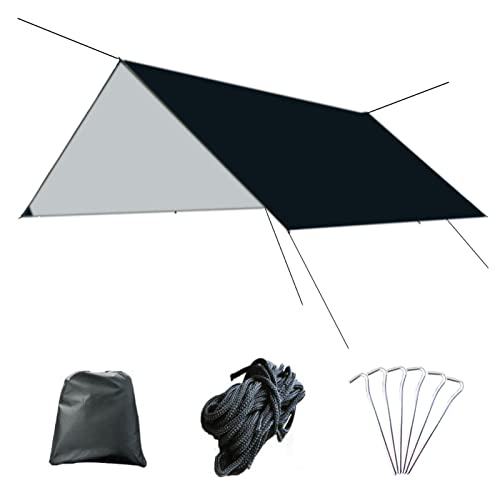 Azarxis Wasserdicht Zeltplane, leicht und kompakt, Regenschutz Sonnenschutz, Tarp für Hängematte Outdoor Camping (Schwarz) von Azarxis