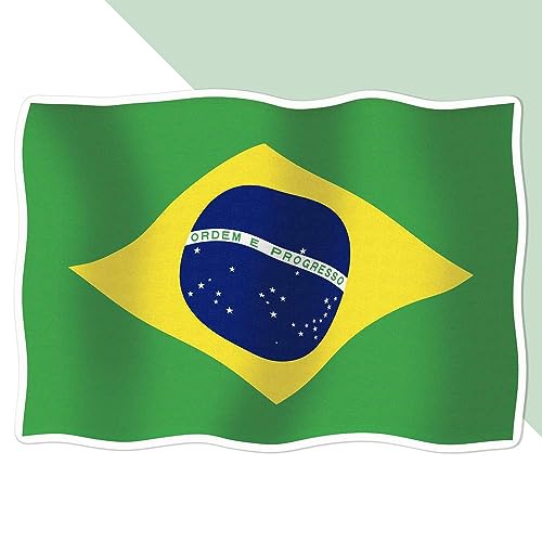 Große 210mm 'Schwenkende Brasilien-Flagge' Permanente Aufkleber (DW00094930) von Azeeda