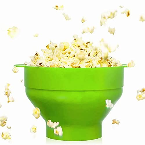Azusumi Mikrowellen-Popcorn-Popper aus Silikon, Zusammenklappbare Silikon-Popcorn-Maker-Schüssel mit Griffdeckel, Geschenk für Freunde und Familie, Einfach zu Verstauen von Azusumi