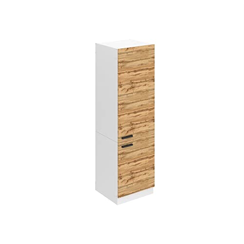 Belini Kühlschrank Schrank Hochschrank Küche SSL. 60 cm Breite und 204 cm Höhe. Einbauschrank für Kühlschrank mit 2 Türen, Wotan-Eiche von B BELINI GROUP