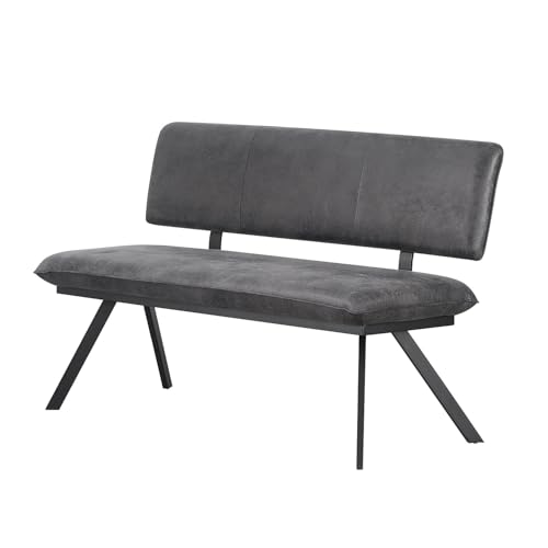 B&D home Sitzbank Juna | Esszimmerbank 160cm gepolstert mit Rückenlehne Metallgestell für Esszimmer, Flur, Garderobe | Industrial modern Design | Wildleder Optik Anthrazit, 11310-160-ANTR von B&D home