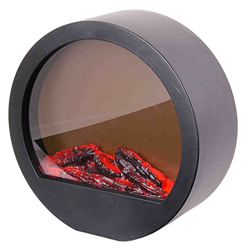 LED Laterne Kamin Kunststoff schwarz mit Flammeneffekt Höhe 36 cm von B & S