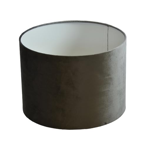Lampenschirm Ø 30 x 20 cm Velour dunkelgrau samtige Oberfläche Zylinderform von B & S