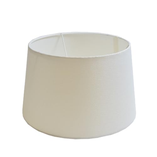 Lampenschirm rund aus Stoff H 16 x Ø 25 cm für Tisch - Stehlampen (weiß) von B & S