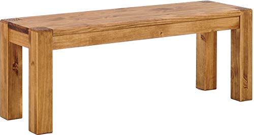 Sitzbank 130 cm Rio Kanto Brasil Pinie Massivholz Esszimmerbank Küchenbank Holzbank - Größe und Farbe wählbar Brasilmöbel von B.R.A.S.I.L.-Möbel