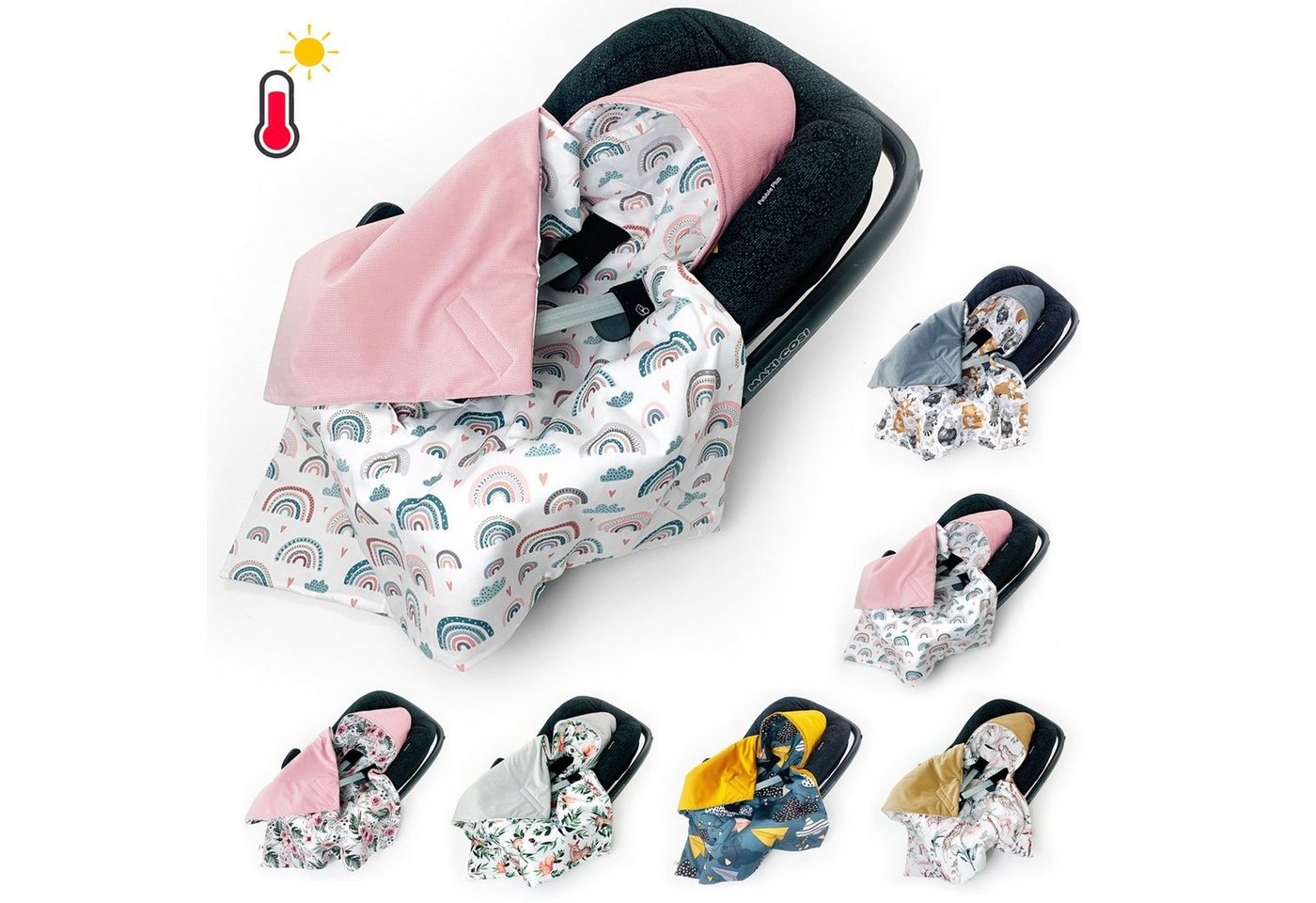 Babydecke Ganzjährige Einschlagdecke Babyschale Autositz universal,0-6 0-12 Mon., BABEES von BABEES