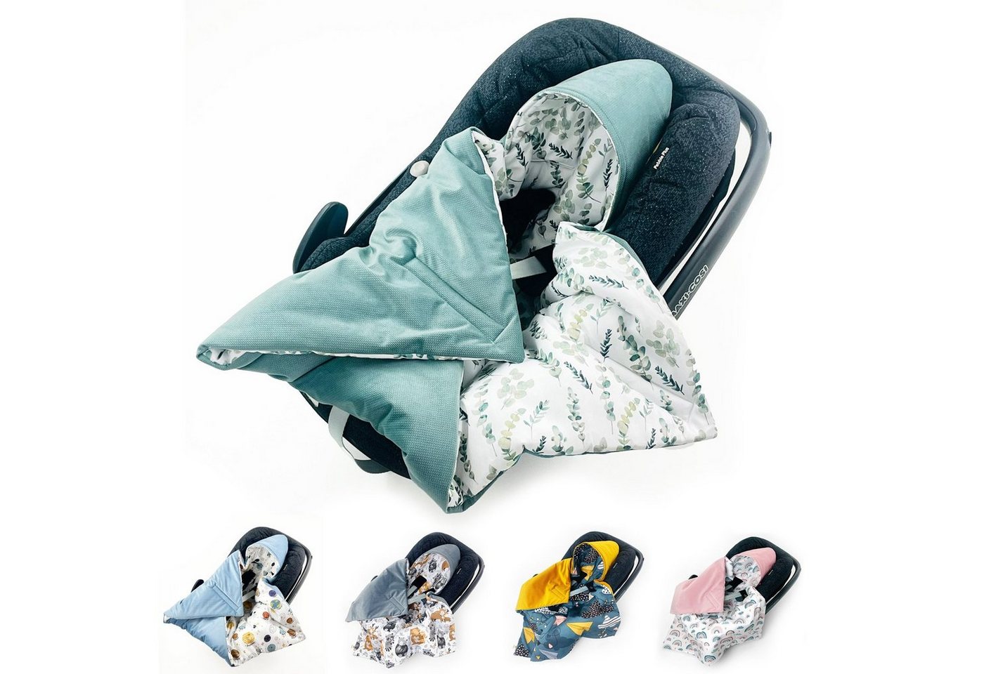Einschlagdecke Babyschale Autositz mit Klettverschluss HERBST WINTER warm wattiert, BABEES von BABEES