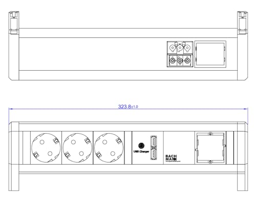 BACHMANN Desk 3xCEE 7/3 1xUSB Charger 1xCM GST18 von BACHMANN
