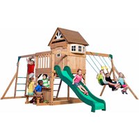 Backyard Discovery - Montpelier Spielturm aus Holz Stelzenhaus für Kinder mit Rutsche, Schaukel, Kletterwand, Picknicktisch xxl Spielhaus / von BACKYARD DISCOVERY