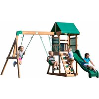 Backyard Discovery - Spielturm Buckley Hill aus Holz xxl Spielhaus für Kinder mit Rutsche, Schaukel und Kletterleiter Stelzenhaus für den Garten von BACKYARD DISCOVERY