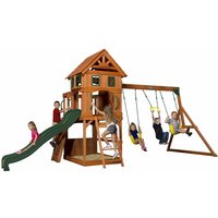 Backyard Discovery - Spielturm Holz Atlantic Stelzenhaus für Kinder mit Rutsche, Schaukel, Kletterwand xxl Spielhaus / Kletterturm für den Garten von BACKYARD DISCOVERY