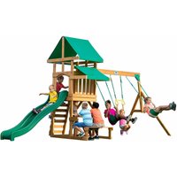 Backyard Discovery - Spielturm Belmont aus Holz xxl Spielhaus für Kinder mit Rutsche, Schaukel, Trapezstange, Sandkasten und Picknicktisch von BACKYARD DISCOVERY