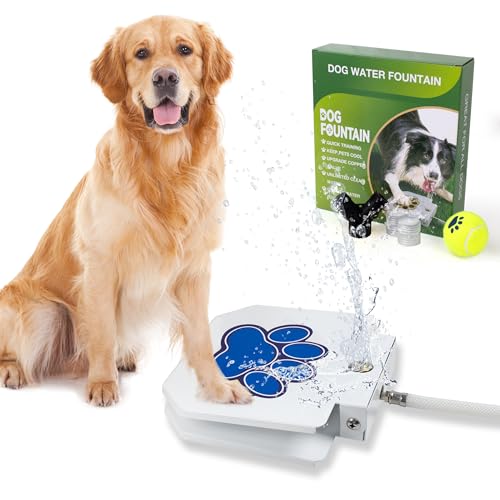 BACOENG Trinkbrunnen für Hund und Haustier, leicht aktivierbarer Hunde-Wasserspender, Spielzeug mit Beißseil, verbessertes Premium-Ventilset (Messing statt Plastik) von BACOENG