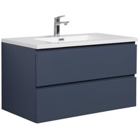 Badezimmer Badmöbel Set Angela 90cm - Matt Blau - Unterschrank Schrank Waschbecken Waschtisch - Mat blauw von BADPLAATS