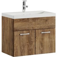 Badezimmer Badmöbel Set Montreal 01 60cm Waschbecken Braun Eiche - Unterschrank Waschtisch Möbel - Braun eiche von BADPLAATS