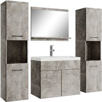 Badezimmer Badmöbel Set Montreal xl 60cm Waschbecken Beton Grau - Unterschrank Hochschrank Waschtisch Möbel - Beton grau von BADPLAATS