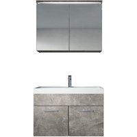 Badezimmer Badmöbel Set Paso 02 80cm Waschbecken Beton - Unterschrank Schrank Waschbecken Spiegelschrank Schrank - Beton grau von BADPLAATS