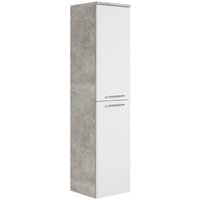 Badezimmer Badschrank Saturnus 130cm Beton mit Weiß - Regal Schrank Hochschrank Schrank Möbel - Beton grau mit weiß von BADPLAATS