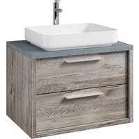 Badezimmer Badmöbel Set Indiana 70cm - Eiche mit Gris - Unterschrank Schrank Waschbecken - Eiche mit grau von BADPLAATS