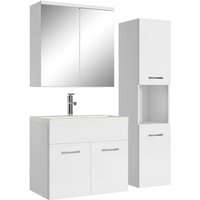 Badezimmer Badmöbel Set Montreal mit Spiegelschrank 60cm Waschbecken Hochglanz Weiß - Unterschrank Hochschrank Waschtisch Möbel - Wit met hoogglans von BADPLAATS