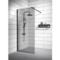 Duschwand Rizani 100 x 200cm Glas Duschabtrennung Schwarz - Walk-In Dusche Nano Duschtrennwand - Schwarz von BADPLAATS