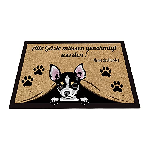 BAGEYOU Benutzerdefinierte Fußmatte mit Meinem Liebeshund Chihuahua Hund Alle Gäste müssen genehmigt Werden Bodenmatte 60 x 40 cm von BAGEYOU