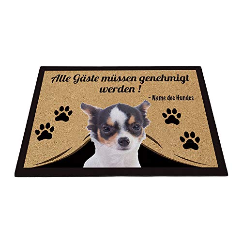 BAGEYOU Personalisierte Fußmatte mit Meinem Liebeshund Chihuahua Alle Gäste Müssen Genehmigt Werden Bodenmatte 60 x 40 cm von BAGEYOU