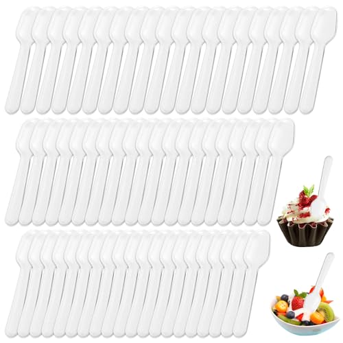 500 Stück Plastiklöffel Transparent, Kleine Löffel wiederverwendbar, Dessertlöffel, Plastiklöffel Klein, Mini Eislöffel, Eisportionierer, Klein Plastiklöffel, für Dessert Pudding Eiscreme von BAIFULAI