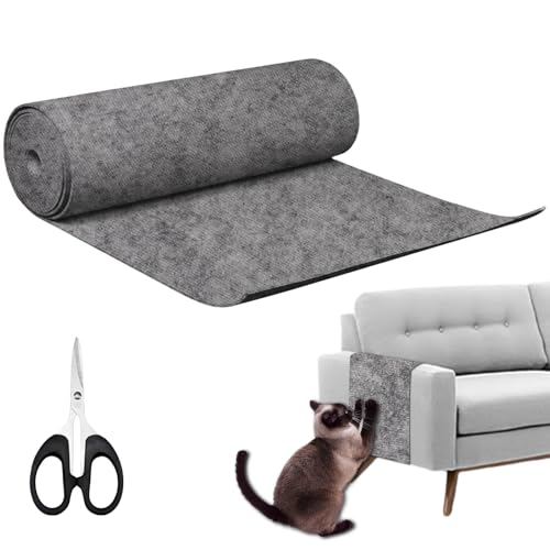 Selbstklebend Kratzmatte Katze, 40cm*2m Kratzschutz Sofa Katze mit Schere geliefert, Kratzteppich Katzen, Kratzbrett Wand, Kratzbrett Katzen, für Schützt Teppiche Sofa Möbelschutz, Hellgrau von BAIFULAI