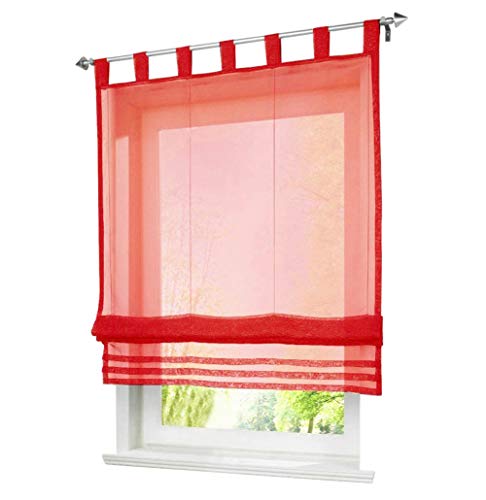 1er-Pack Raffrollo mit Schlaufen Gardinen Voile Transparent Vorhang (BxH 120x155cm, rot) von BAILEY JO