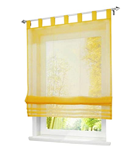 1er-Pack Raffrollo mit Schlaufen Gardinen Voile Transparent Vorhang (BxH 140x155cm, gelb) von BAILEY JO